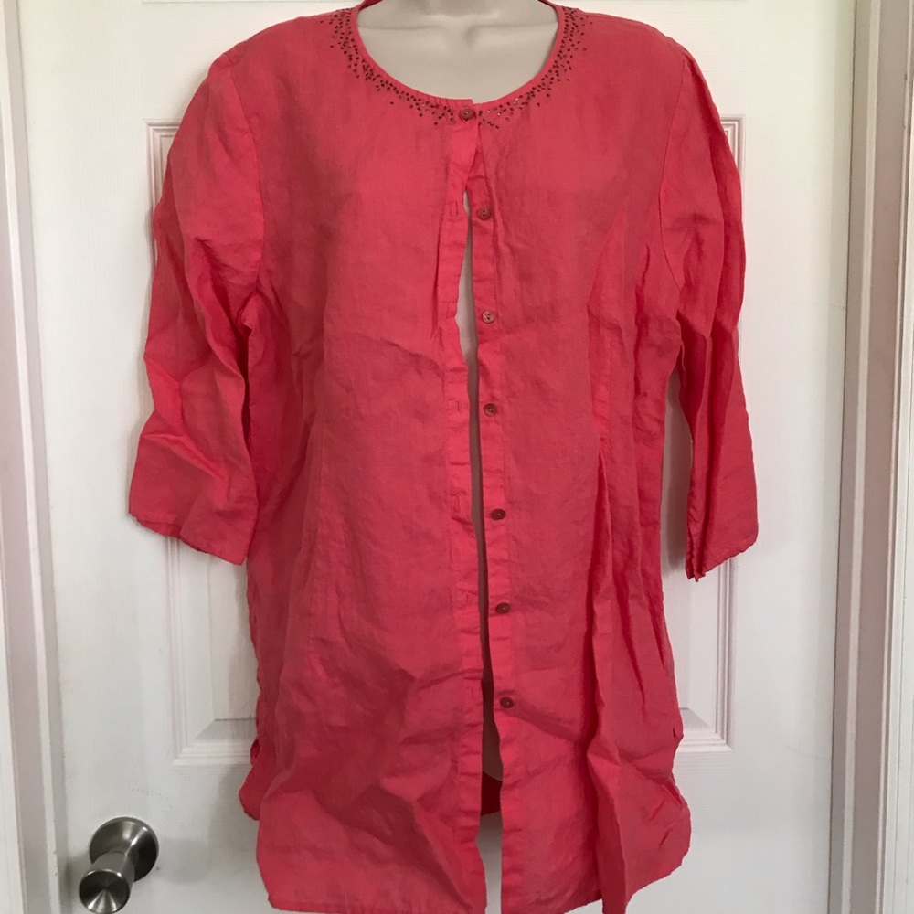 Eileen Fisher shirt coral organic cotton